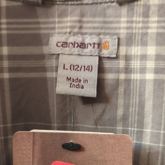 Women's Large Carhartt Gray Plaid Shirt - Picture 2 of 6